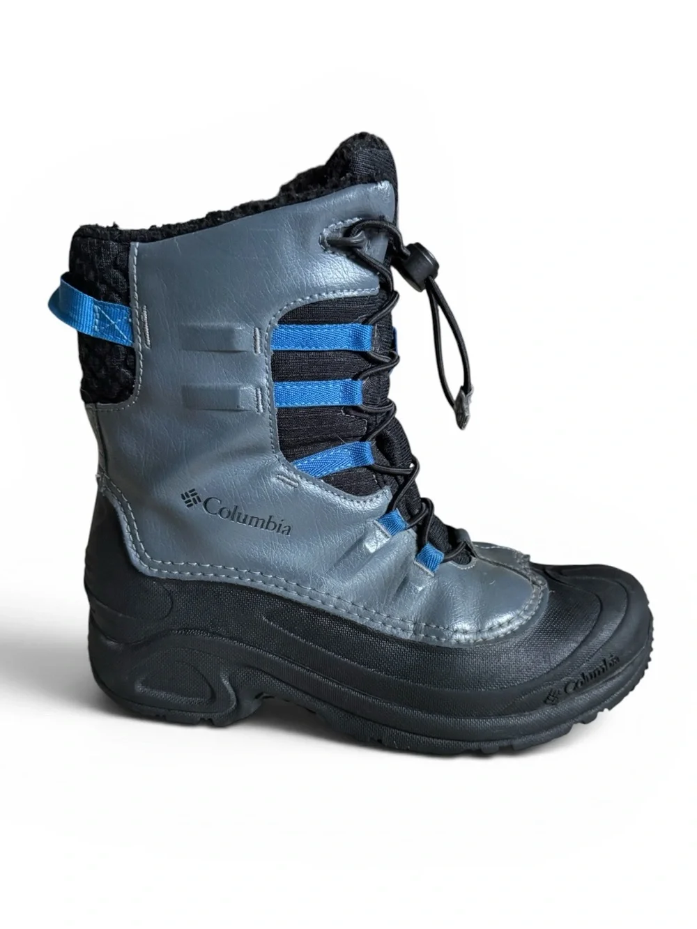 Columbia Bugaboot Celsius Waterproof Snow Boots Gray Blue Boys Size 7